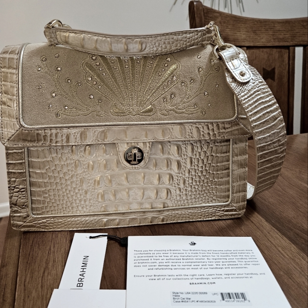 Brahmin Gold Crocodile Embossed Women's Bag